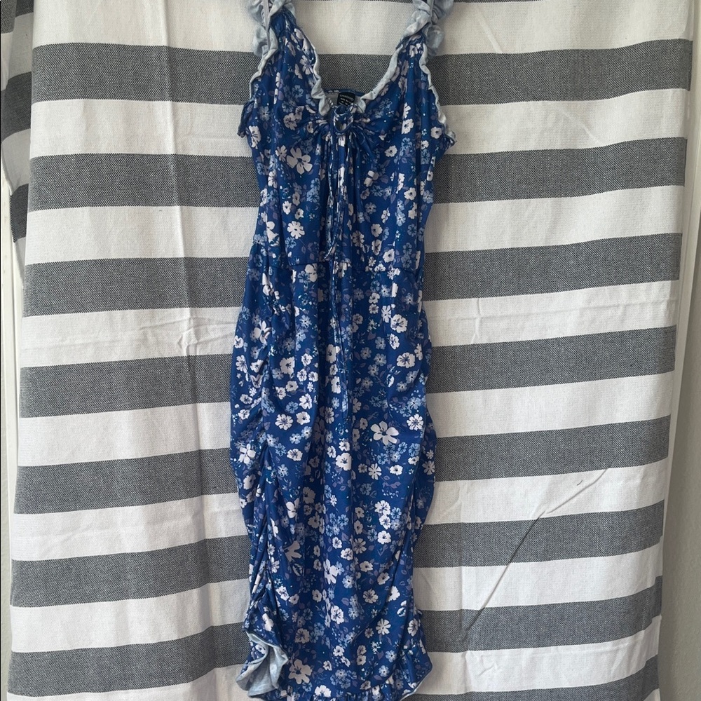 Floral Blue Midi Dress